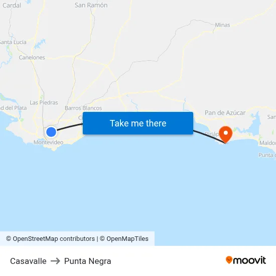 Casavalle to Punta Negra map