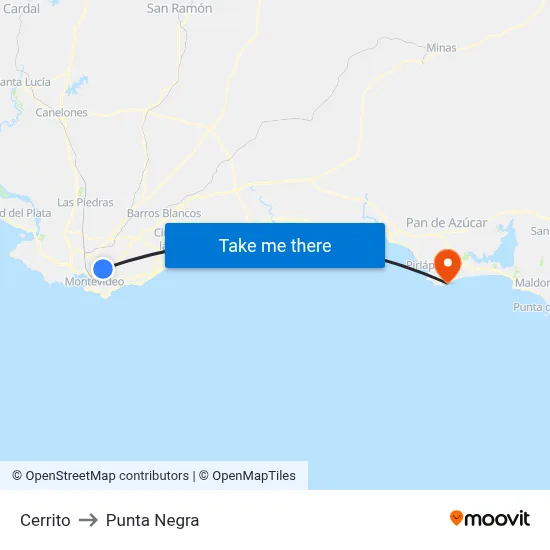 Cerrito to Punta Negra map