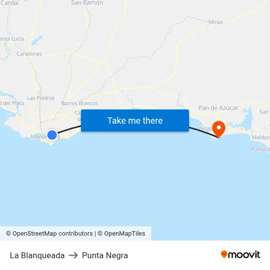 La Blanqueada to Punta Negra map