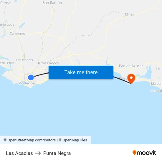 Las Acacias to Punta Negra map