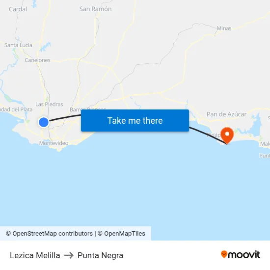 Lezica Melilla to Punta Negra map