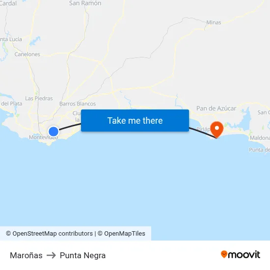 Maroñas to Punta Negra map