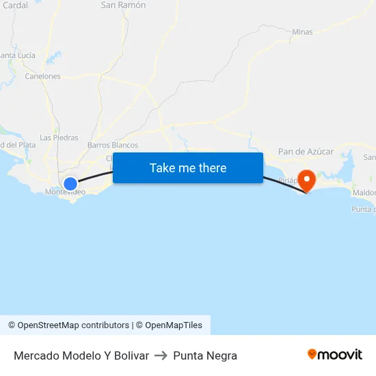 Mercado Modelo Y Bolivar to Punta Negra map
