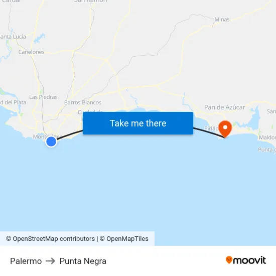 Palermo to Punta Negra map