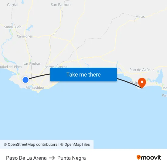 Paso De La Arena to Punta Negra map