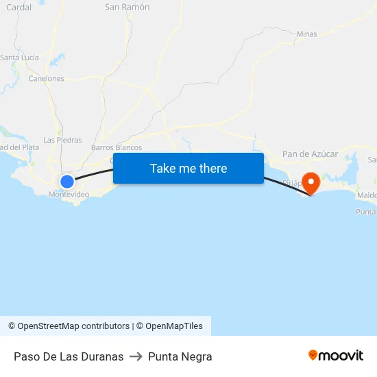 Paso De Las Duranas to Punta Negra map