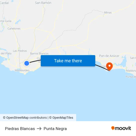 Piedras Blancas to Punta Negra map