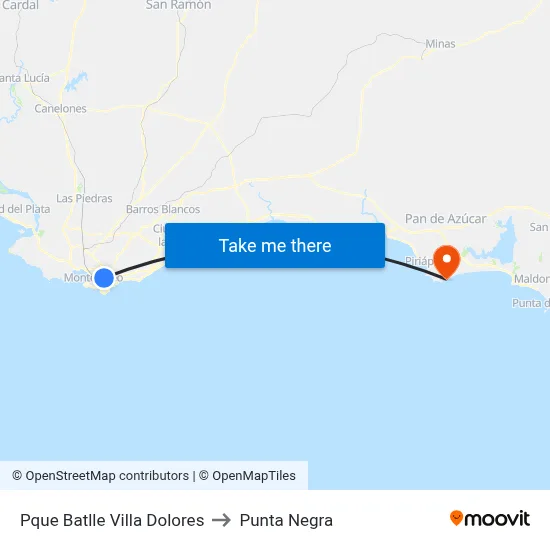 Pque Batlle Villa Dolores to Punta Negra map