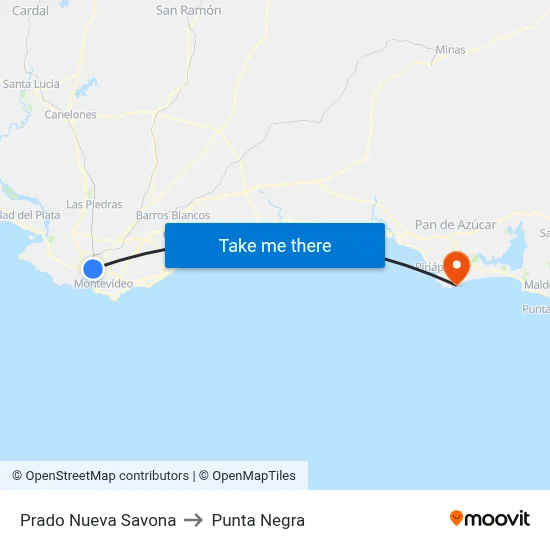 Prado Nueva Savona to Punta Negra map