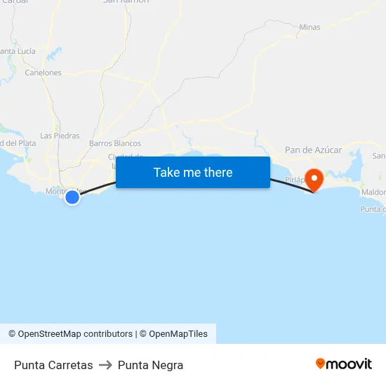Punta Carretas to Punta Negra map