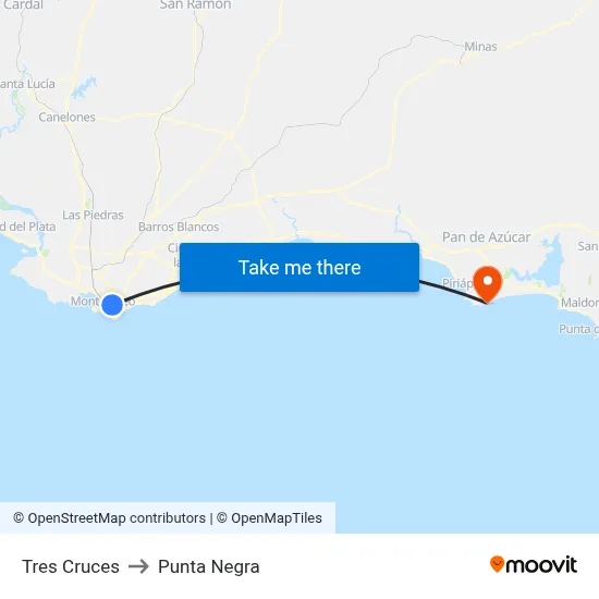 Tres Cruces to Punta Negra map