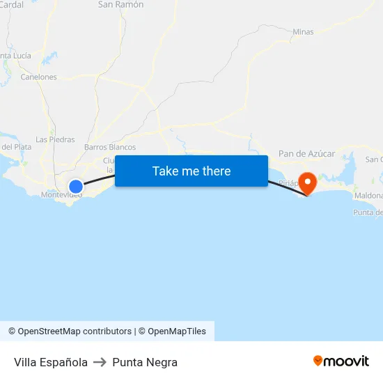 Villa Española to Punta Negra map