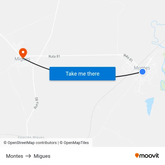 Montes to Migues map