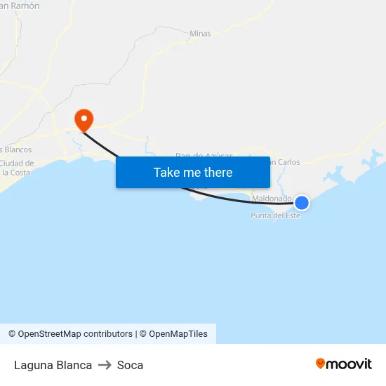 Laguna Blanca to Soca map