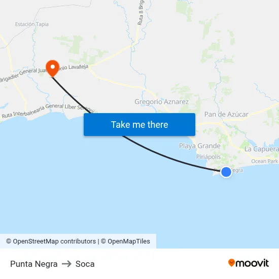 Punta Negra to Soca map