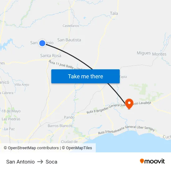 San Antonio to Soca map