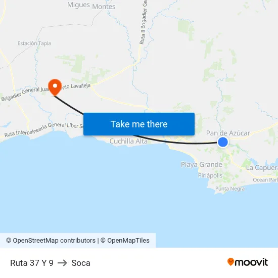 Ruta 37 Y 9 to Soca map