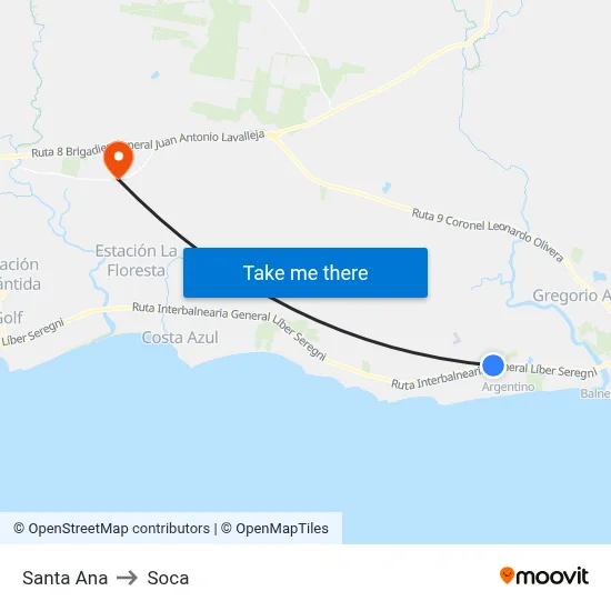 Santa Ana to Soca map