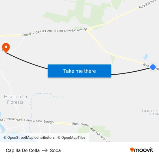 Capilla De Cella to Soca map