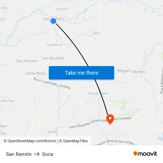 San Ramón to Soca map