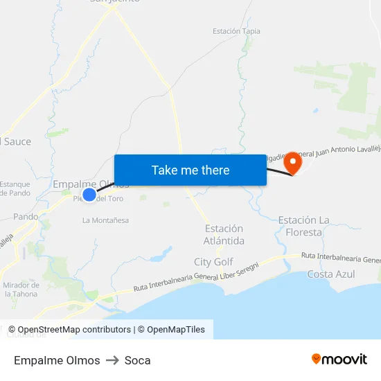 Empalme Olmos to Soca map