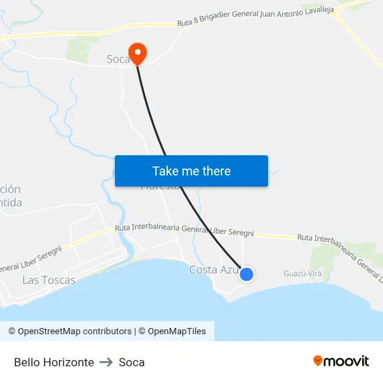 Bello Horizonte to Soca map