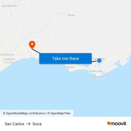 San Carlos to Soca map