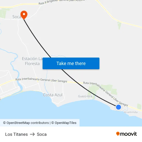 Los Titanes to Soca map