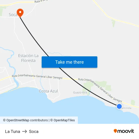 La Tuna to Soca map