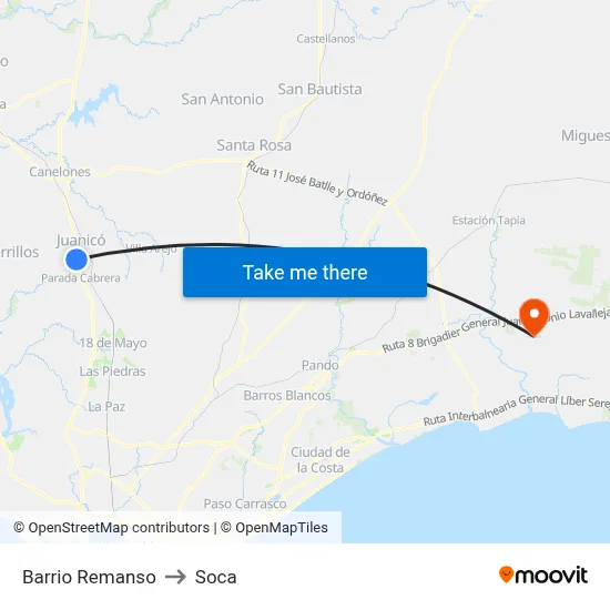Barrio Remanso to Soca map