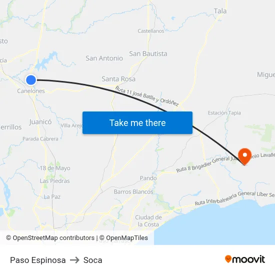 Paso Espinosa to Soca map