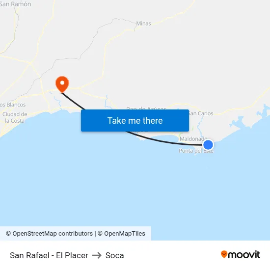 San Rafael - El Placer to Soca map