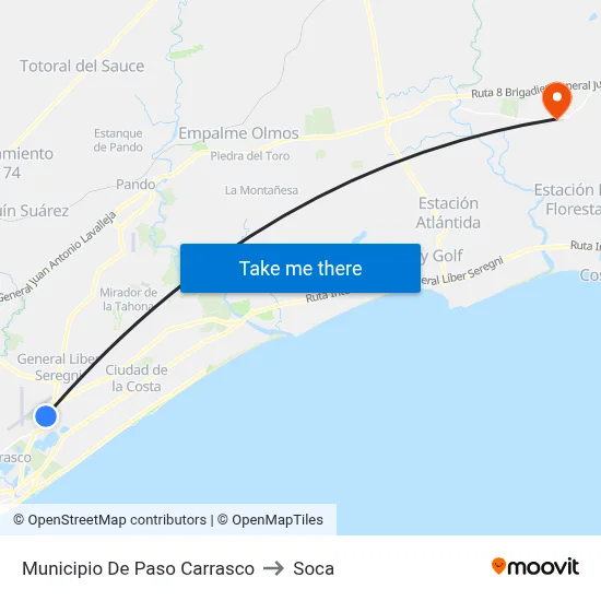 Municipio De Paso Carrasco to Soca map