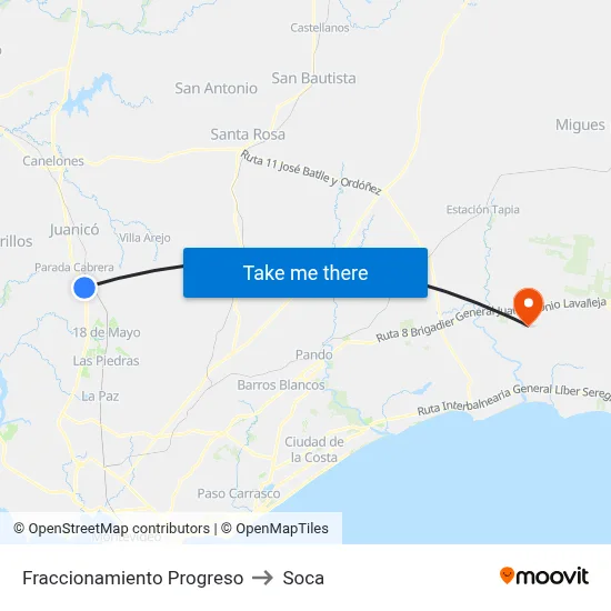 Fraccionamiento Progreso to Soca map