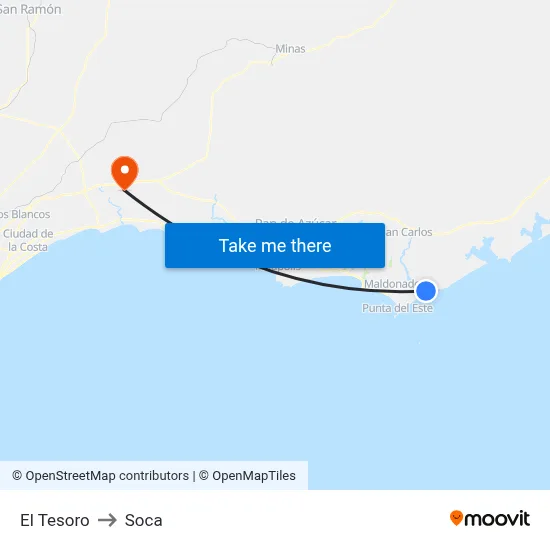 El Tesoro to Soca map