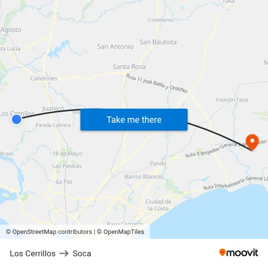Los Cerrillos to Soca map