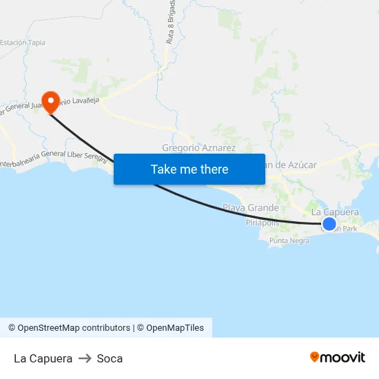 La Capuera to Soca map