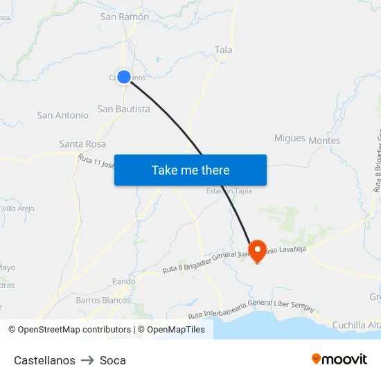 Castellanos to Soca map