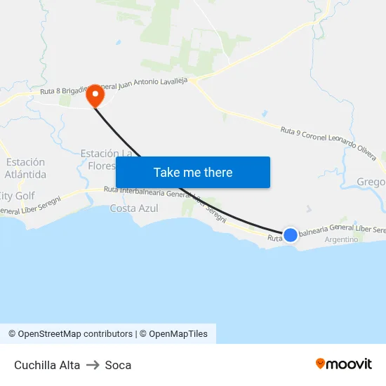 Cuchilla Alta to Soca map
