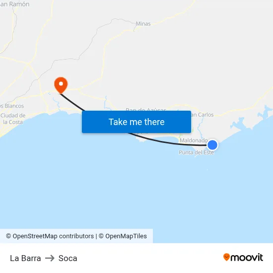 La Barra to Soca map