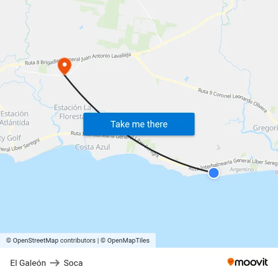 El Galeón to Soca map