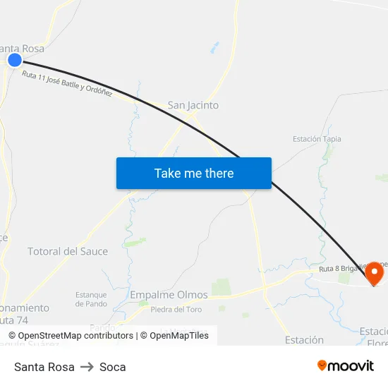 Santa Rosa to Soca map