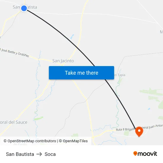 San Bautista to Soca map