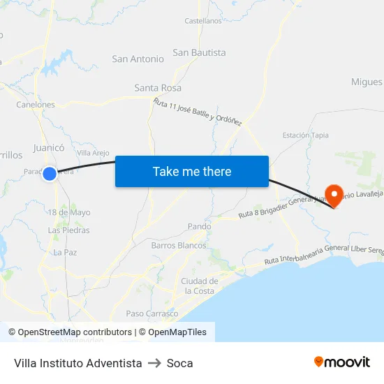 Villa Instituto Adventista to Soca map