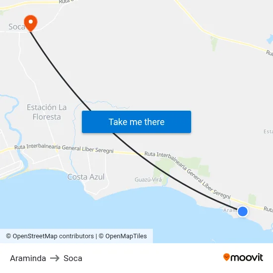 Araminda to Soca map