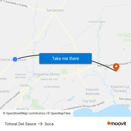 Totoral Del Sauce to Soca map