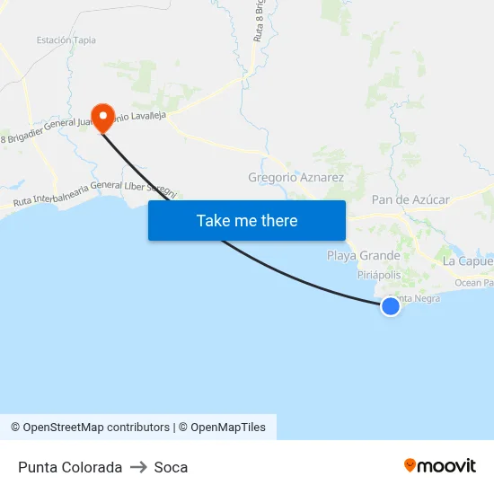 Punta Colorada to Soca map