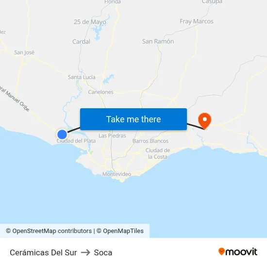 Cerámicas Del Sur to Soca map