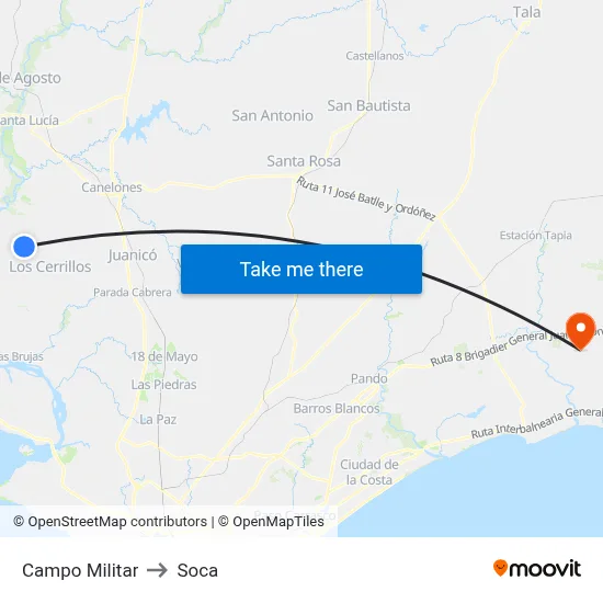 Campo Militar to Soca map