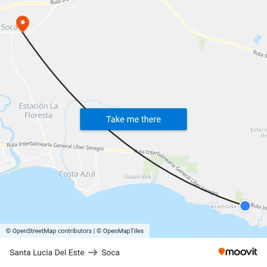 Santa Lucía Del Este to Soca map
